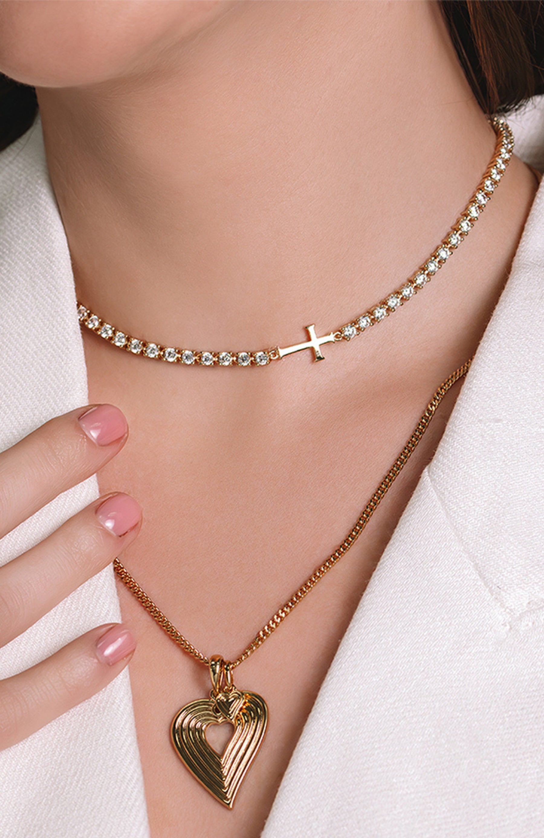 Luminous Cross Tennis Necklace