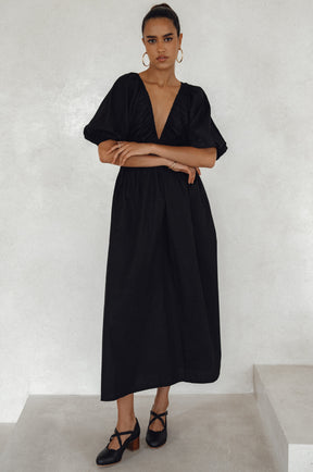 Kezas Cotton Maxi Dress - Black