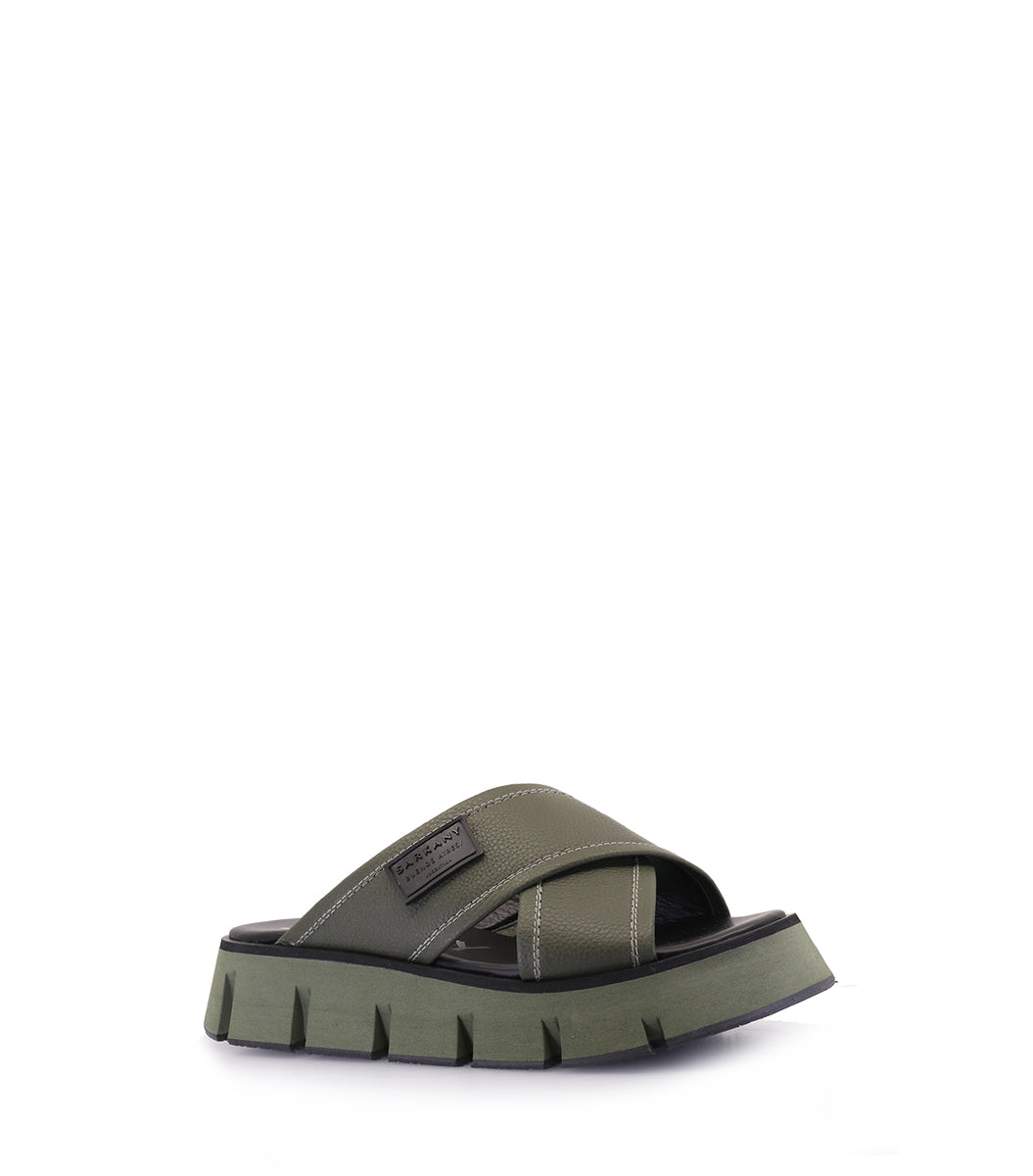 Eco-Friendly Green Cross-Strap Sandals Drake