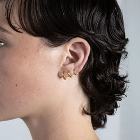 Gold Seven Mm Huggie Hoop Earring