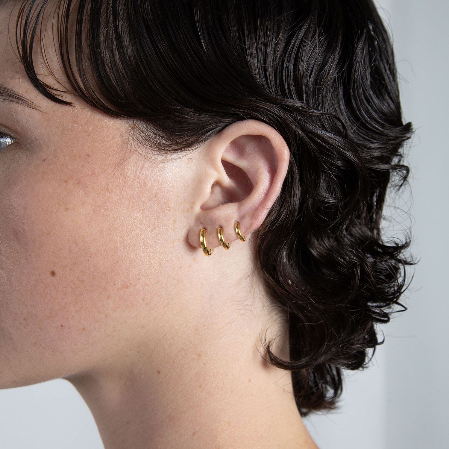 Gold Seven Mm Huggie Hoop Earring