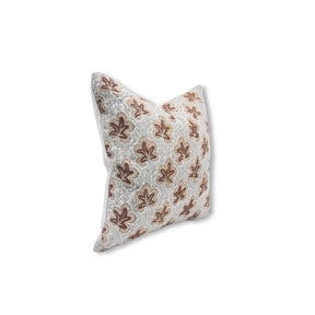Handmade Floral Thick Linen Block Print Cushion Cover - Pushp Samhita