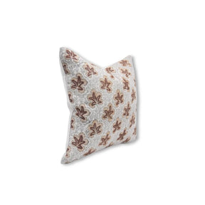 Handmade Floral Thick Linen Block Print Cushion Cover - Pushp Samhita