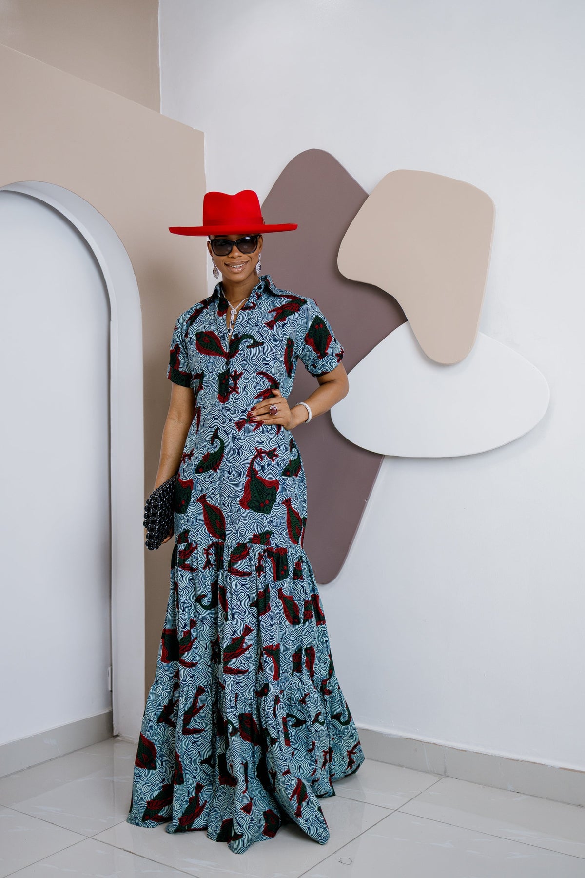 Adegboloja Kaftan Maxi Dress – Handmade African Ankara Elegance