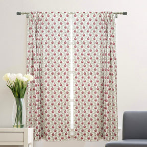 Bold Block Printed Viscose Colored Linen Curtain - Madhubala