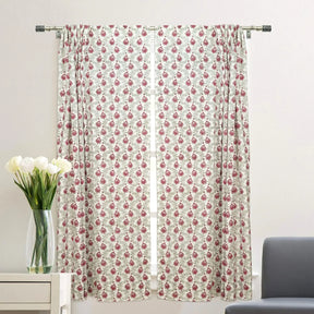 Bold Block Printed Viscose Colored Linen Curtain - Madhubala