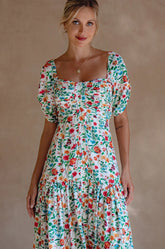 Lilit Midi Dress - White Meadow