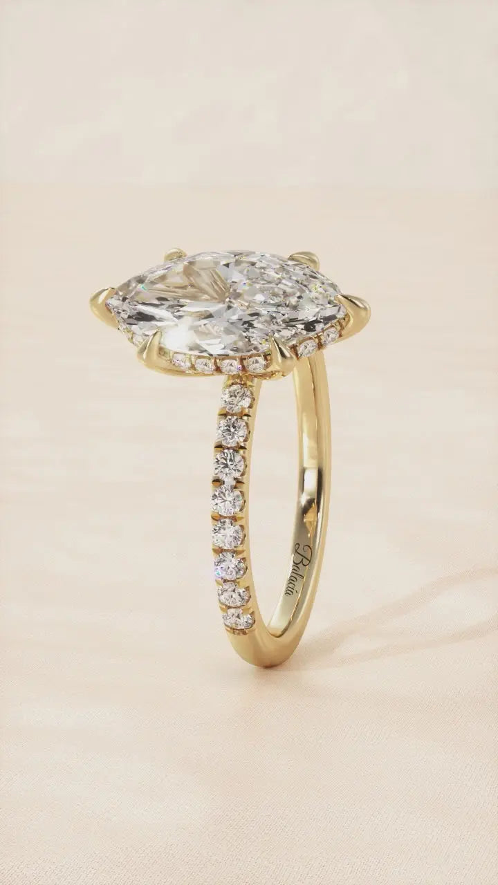 Marquise Diamond Hidden Halo Engagement Ring