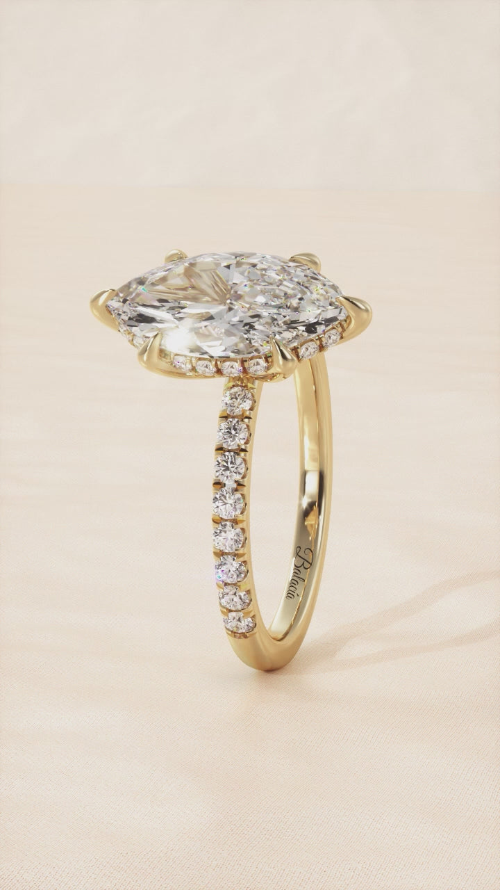 Marquise Diamond Hidden Halo Engagement Ring