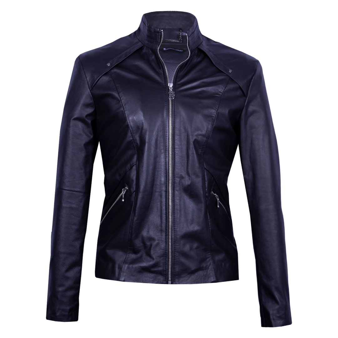 Classic Leather Jacket with Gusseted Shoulders