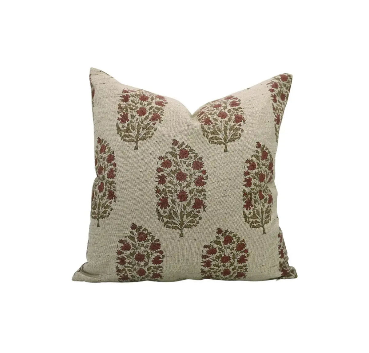 Traditional Block Design Linen Blend Cushion Cover - Virat