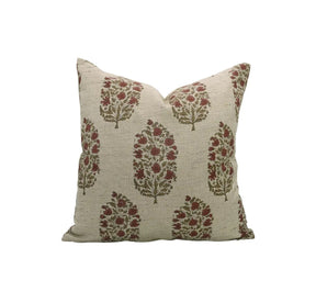 Traditional Block Design Linen Blend Cushion Cover - Virat