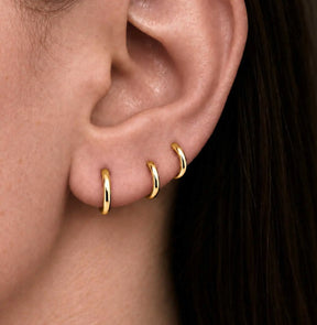 Gold Eight Mm Huggie Hoop Earring