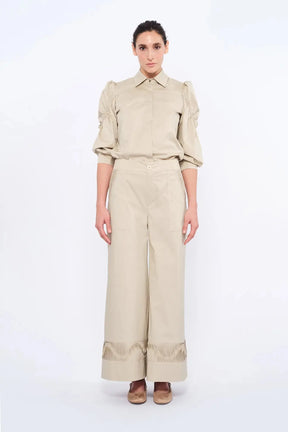 Bimba Puff Sleeve Stretch Cotton Blouse