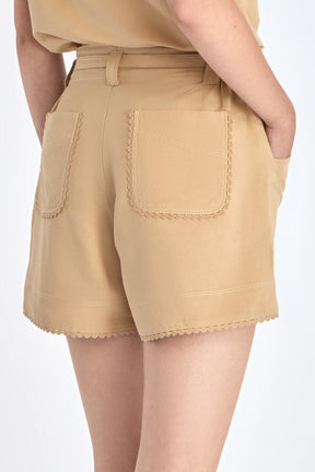 Lira Belted Linen Blend Short | Camel