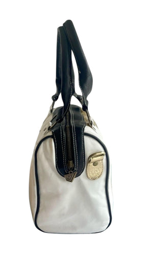 Kanda Luxury Handpainted Leather Handbag in Black, White & Gold