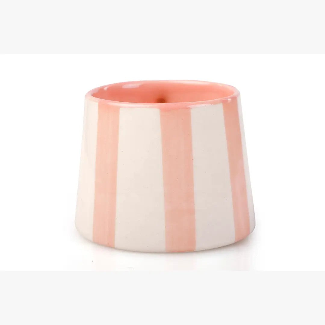 Ceramic Striped  Coffee cup , Pink , Green , Dark Blue , Aqua - 220ml (Set of 2)