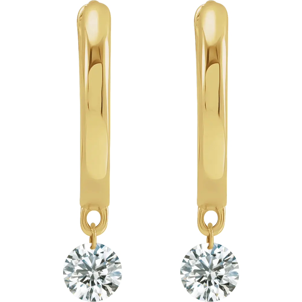 1/3 CT Drilled Natural Diamond Hinged Hoop Earrings in 14K Gold