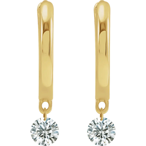 1/3 CT Drilled Natural Diamond Hinged Hoop Earrings in 14K Gold