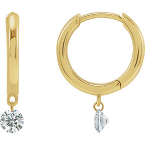 1/3 CT Drilled Natural Diamond Hinged Hoop Earrings in 14K Gold