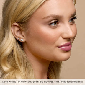 1 CT Lab-Grown Diamond 4-Prong Stud Earrings in 14K Gold