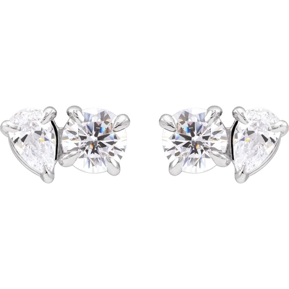 14K Gold 1 1/6 CTW Lab-Grown Diamond Two-Stone Stud Earrings