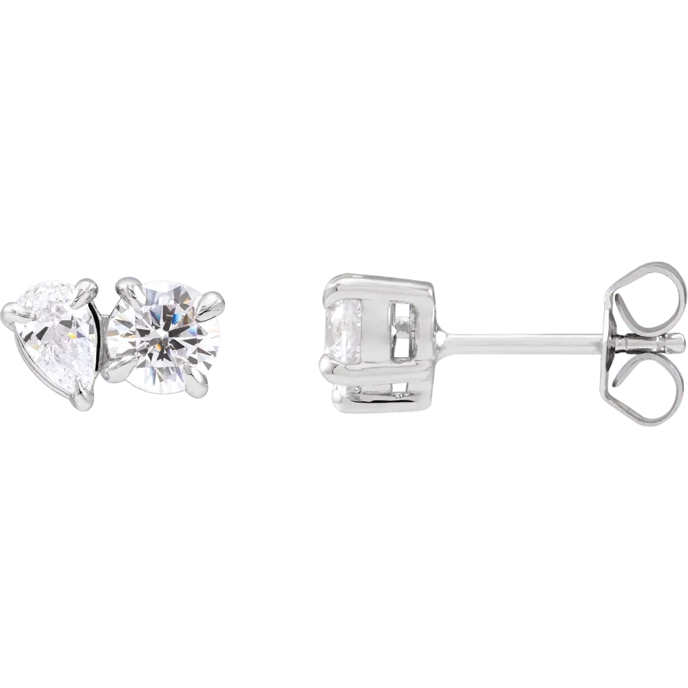 14K Gold 1 1/6 CTW Lab-Grown Diamond Two-Stone Stud Earrings