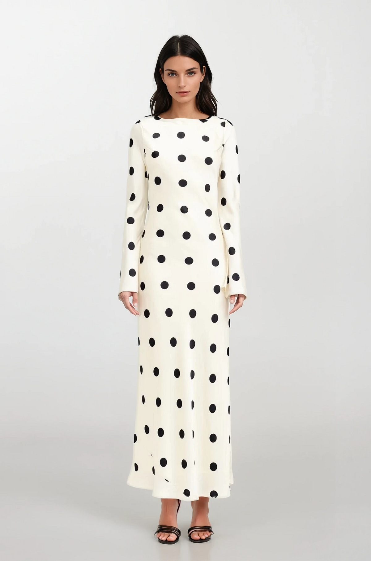 Clara Polka-Dot Long Sleeve Gown