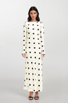 Clara Polka-Dot Long Sleeve Gown