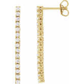 3/4 CT Natural Diamond Bar Earrings in 14K Gold