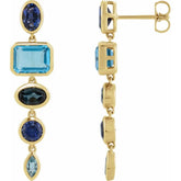 Sapphire & Topaz Dangle Earrings in 14K Gold