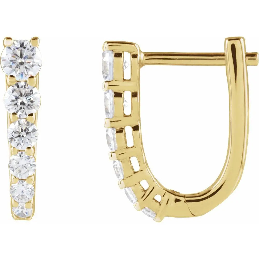 1/2 CT Natural Diamond 12.95 mm Hoop Earrings in 14K Gold