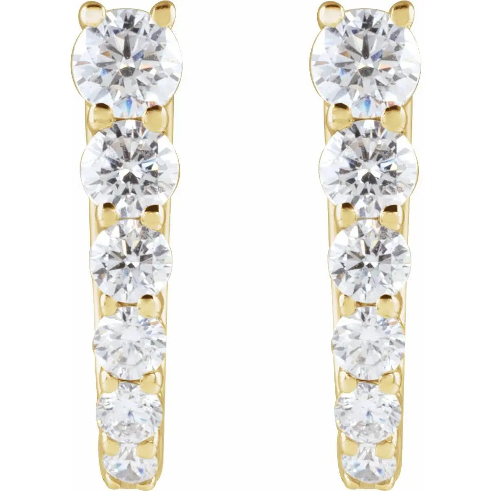 1/2 CT Natural Diamond 12.95 mm Hoop Earrings in 14K Gold