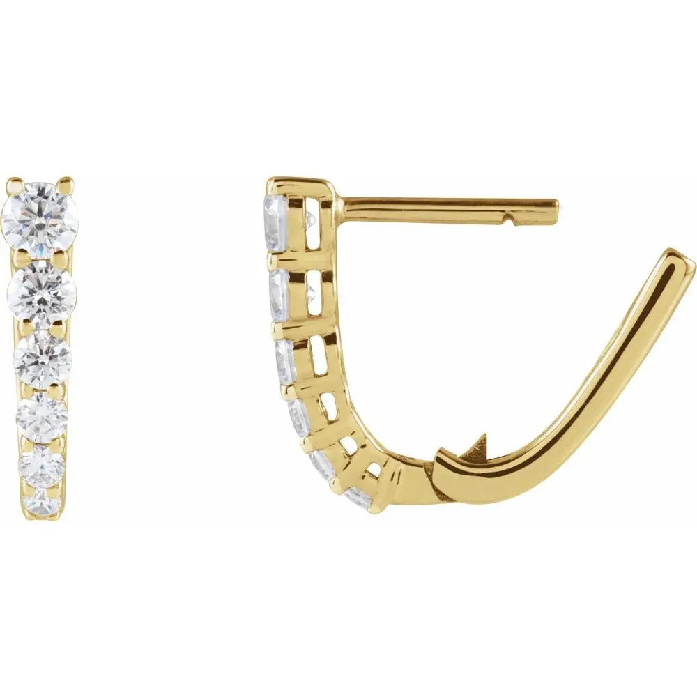 1/2 CT Natural Diamond 12.95 mm Hoop Earrings in 14K Gold