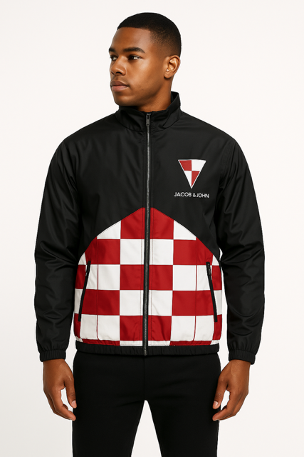 Nylon Red Checkerboard Jacket