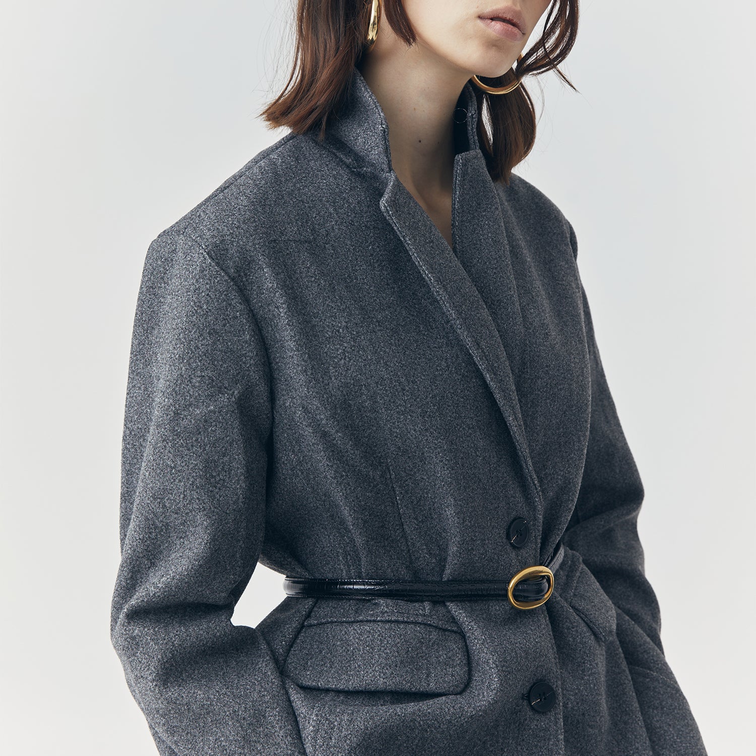 COLETTE GREY WOOL SINGLE BREASTED BLAZER