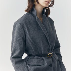 COLETTE GREY WOOL SINGLE BREASTED BLAZER