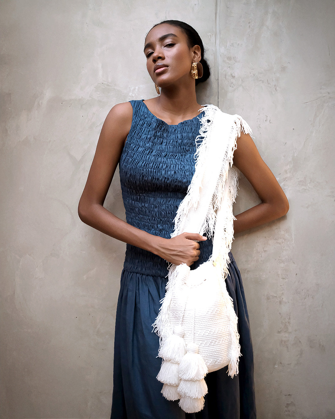 Mochila Wayuu Kamsa Pearl Fringe