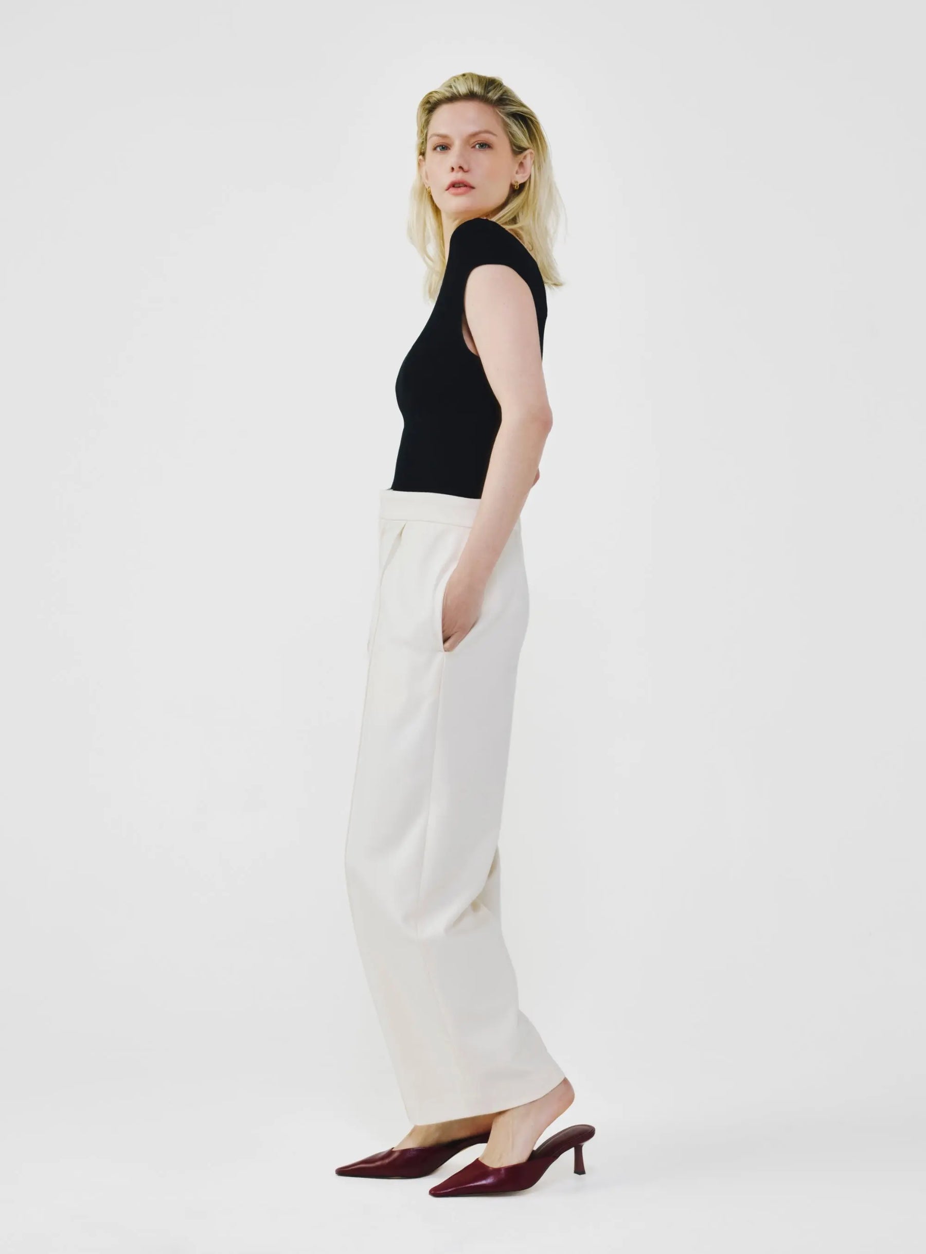 Wide Leg Pants with Elastic Waistband