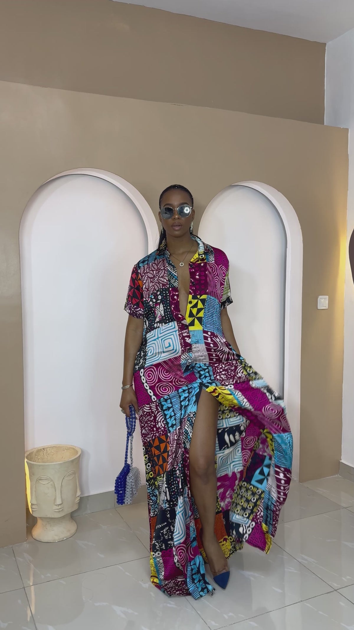 Adaora Silk Ankara Kaftan