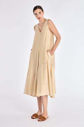 Lenox Godet Dress | Vanilla