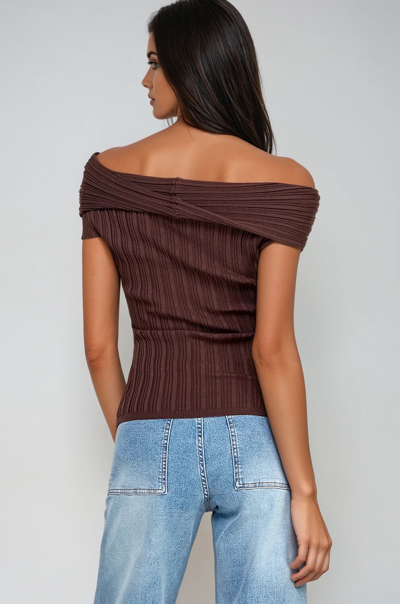 Amélie Off-Shoulder Ribbed Contour Top