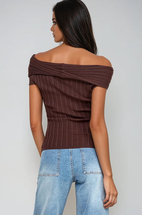 Amélie Off-Shoulder Ribbed Contour Top