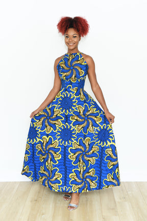 Blue Backless Maxi Dress