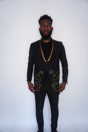 Black Suit with Gold Embroidery