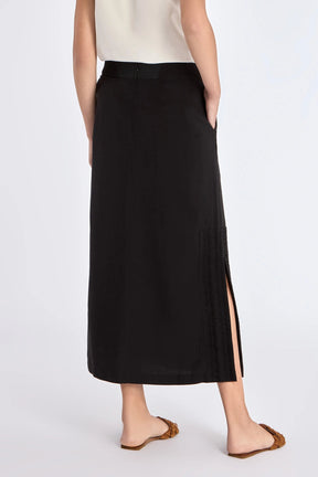 Indigo Linen Blend Skirt | Black