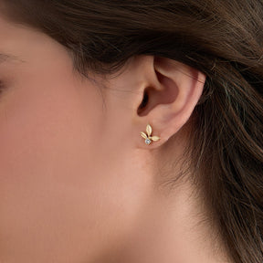 Olive Leaf Stud Earring