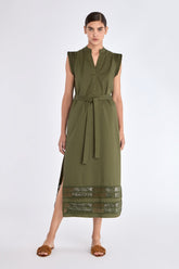 Maki Nehru Collar Dress | Olive