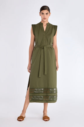 Maki Nehru Collar Dress | Olive