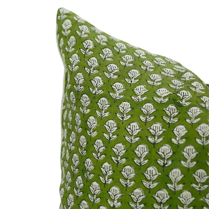 Floral Hand Made Unique Block Print Boho Pure Linen Pillow Cover- Tarangini
